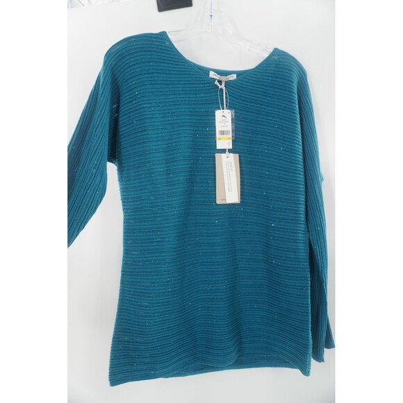 Tommy Bahama Teal/Blue Ribbed Knit Pullover Tunic Sweater Comfort/Work Top Sz M - Picture 3 of 9